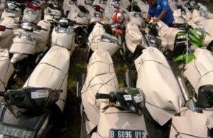 Sepeda motor peserta mudik gratis Pelni pada 2017 lalu.