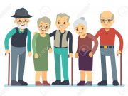 Group of old people cartoon characters illustration