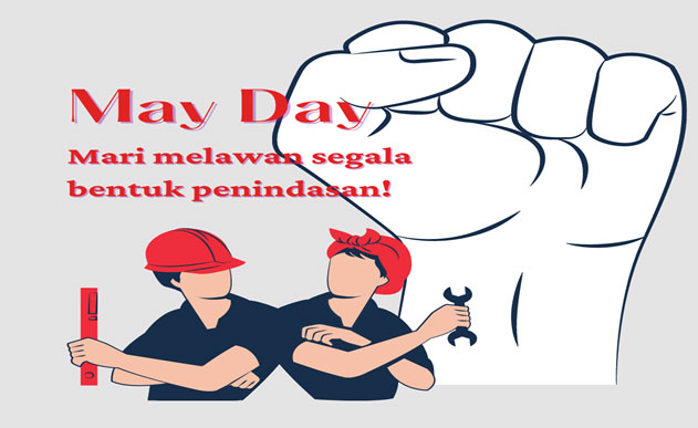 Ilustrasi, poster peringatan Hari Buruh - Canva
