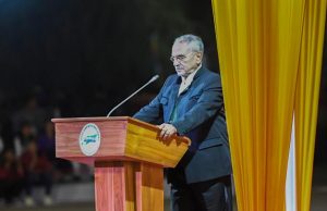 Presiden Timor Leste periode 2022-2027 Jose Ramos Horta menyampaikan sambutan seusai upacara pelantikannya di Tasi-Tolu, Dili, Timor Leste, Kamis malam, 19 Mei 2022 - Antara