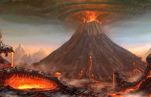 Ilustrasi, letusan gunung berapi.
