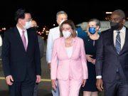 Ketua DPR Amerika Serikat, Nancy Pelosi tiba di Taiwan 2 Agustus 2022 - Guardian