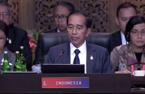 Presiden Jokowi saat memberikan pidato pembukaan KTT G20 di Bali. (Tangkapan layar youtube Sekretariat Presiden)