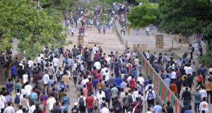 Demonstrasi di Bangladesh (Foto: AP Photo/Mahmud Hossain Opu)