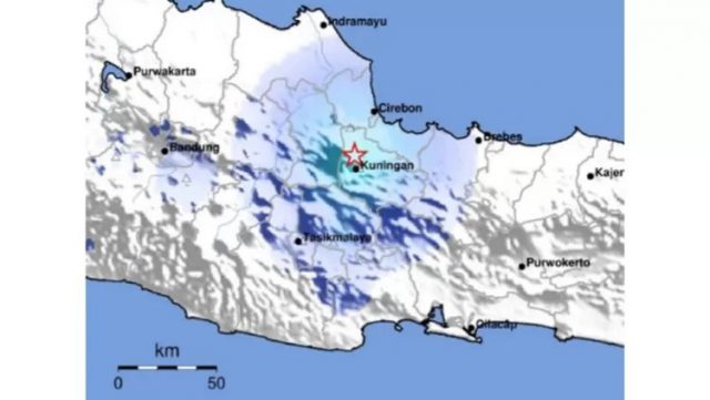 Lokasi gempa bumi Kuningan 26 Juli 2024. (Dok. BMKG )