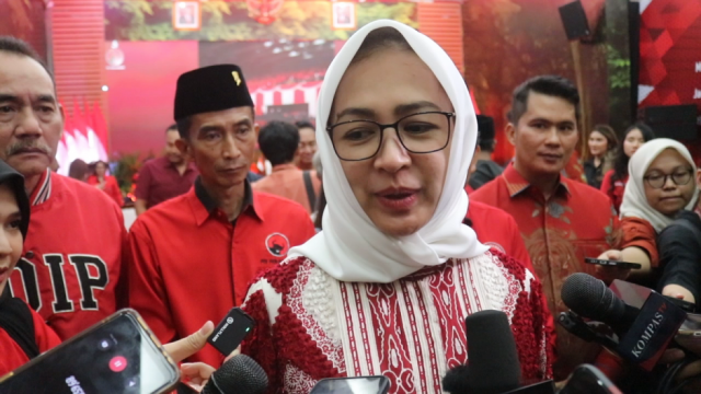 Airin Rachmi Diany Bakal Calon Gubernur Banten dari PDIP saat ditemui di Kantor DPP PDIP. (Foto: Sulindo/Iqyanut Taufik)