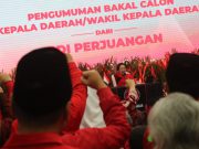 Megawati Soekarnoputri saat berpidato diacara Pengumuman bakal calon kepala daerah dari PDIP di kantor DPP PDIP di Menteng, Jakarta Pusat. (Foto: Sulindo/Iqyanut Taufik)