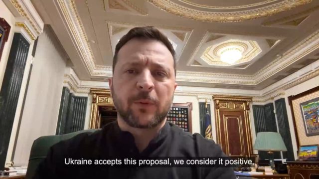 Presiden Ukraina Volodymyr Zelenskyy mengumumkan negaranya menerima usulan Amerika Serikat dan menganggapnya positif. (Sumber: @V_Zelenskiy_official)