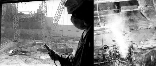 seorang pekerja mengukur radiasi