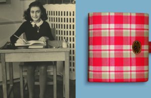 Anne di tahun terakhirnya di sekolah dasar, 1940 (kiri) dan buku harian yang diterima Anne pada ulang tahunnya yang ke-13 (kanan). (Sumber: Sulindo/Benedict Pietersz)