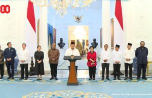 Prabowo saat Konferensi Pers di Istana Negara dengan para tokoh Politik. (sumber: Tangkapan layar Youtube Sekretariat Presiden)